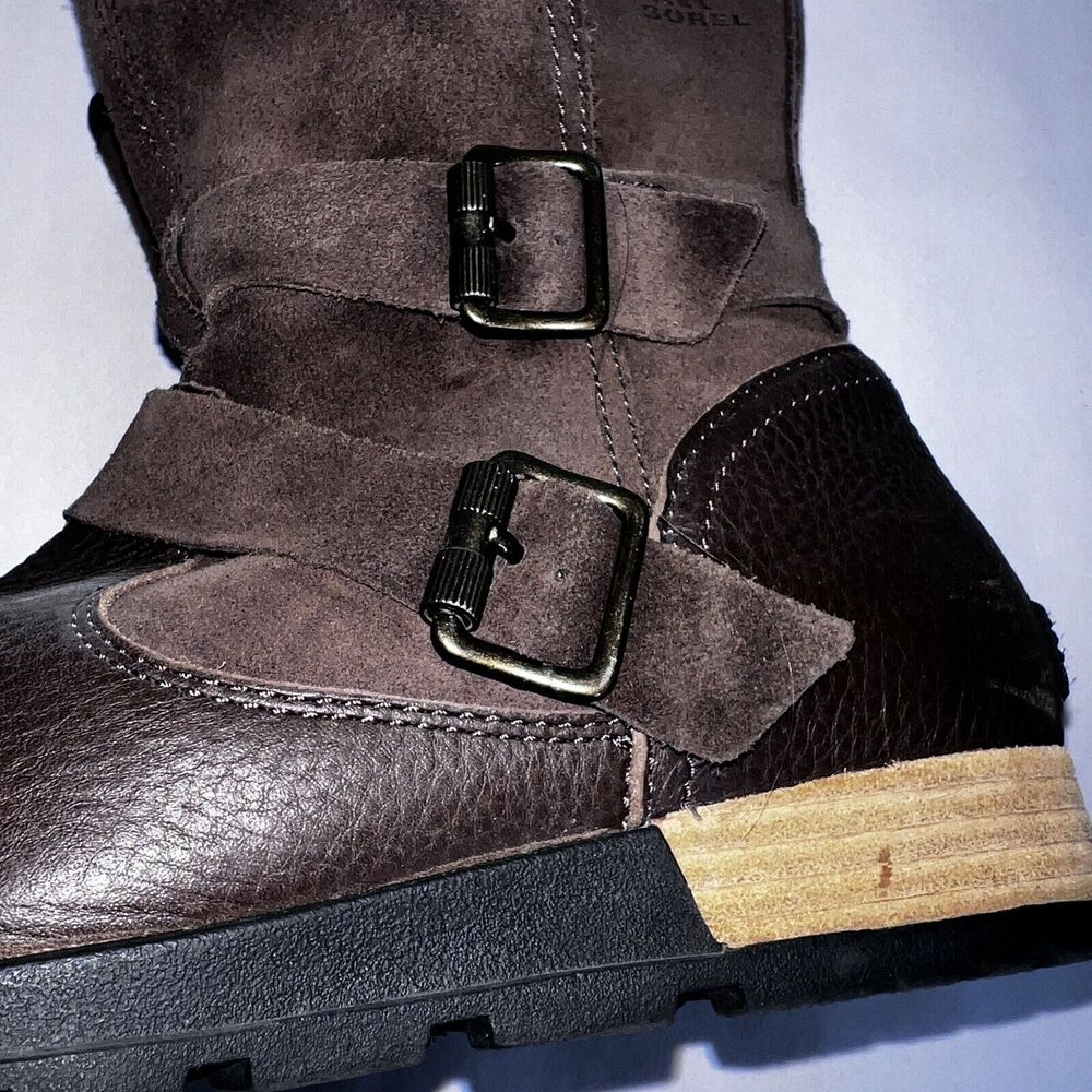 Sorel Brown Leather Lined Winter High Ankle Boots Womens Sz 9.5 Style Burnished - Picture 12 of 15